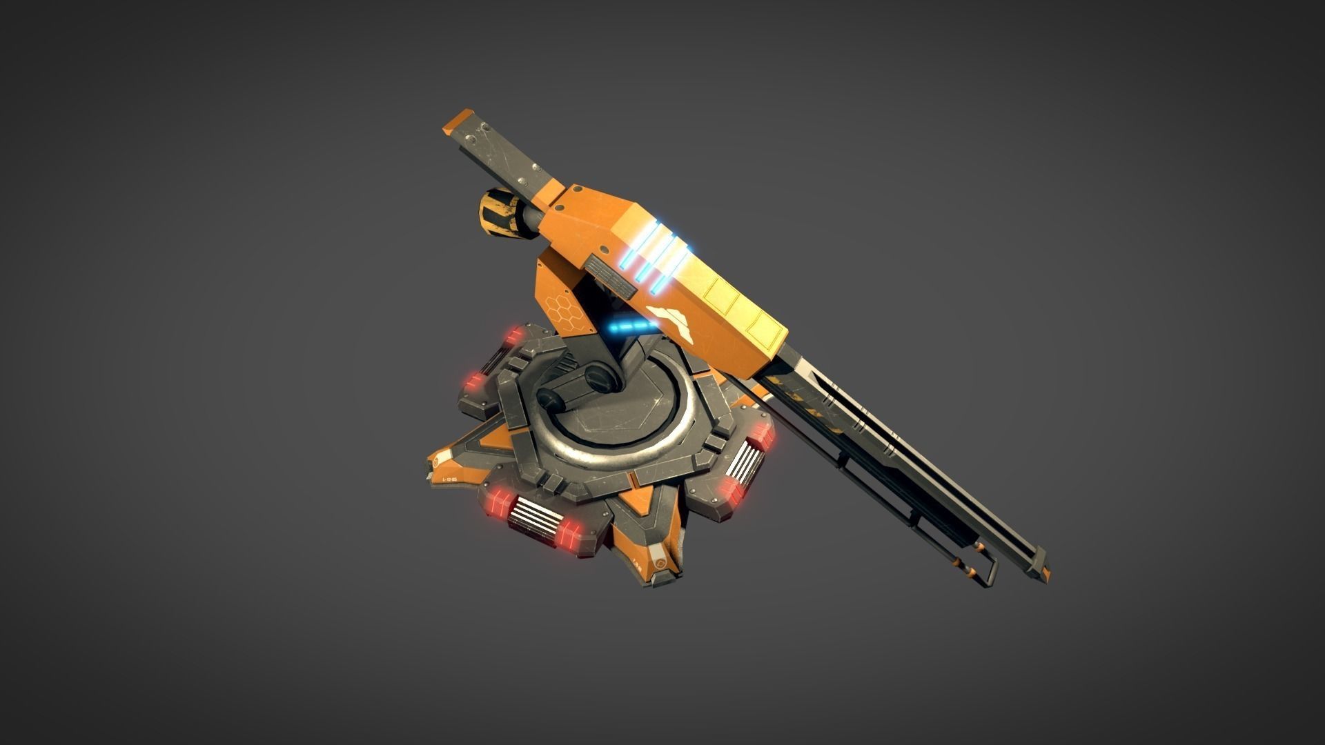 Rail Gun Turret Low-poly 3D model_5