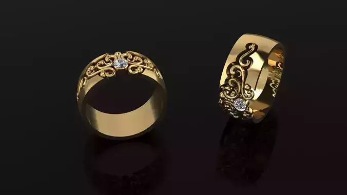 Ring silver with diamond in center