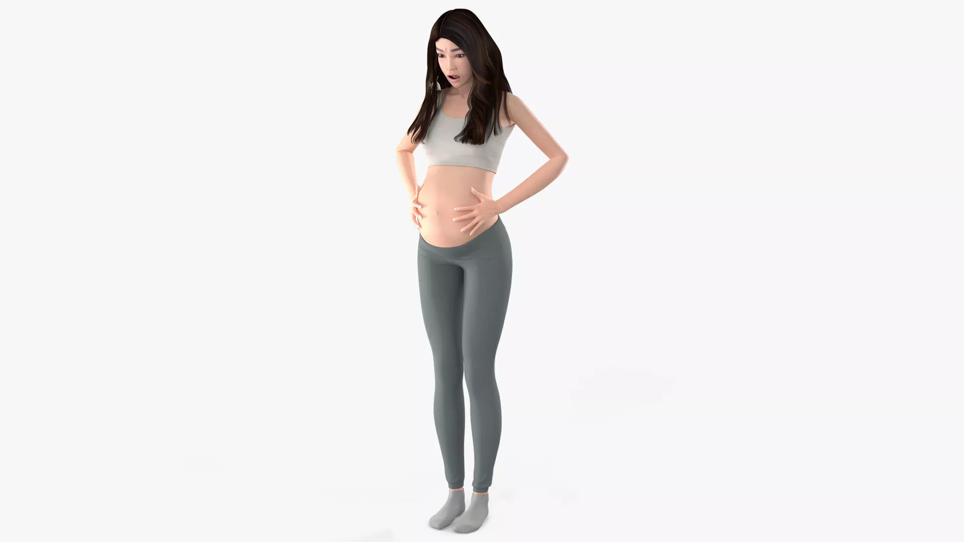 Asian Pregnant Woman Rigged for Cinema 4D 3D model