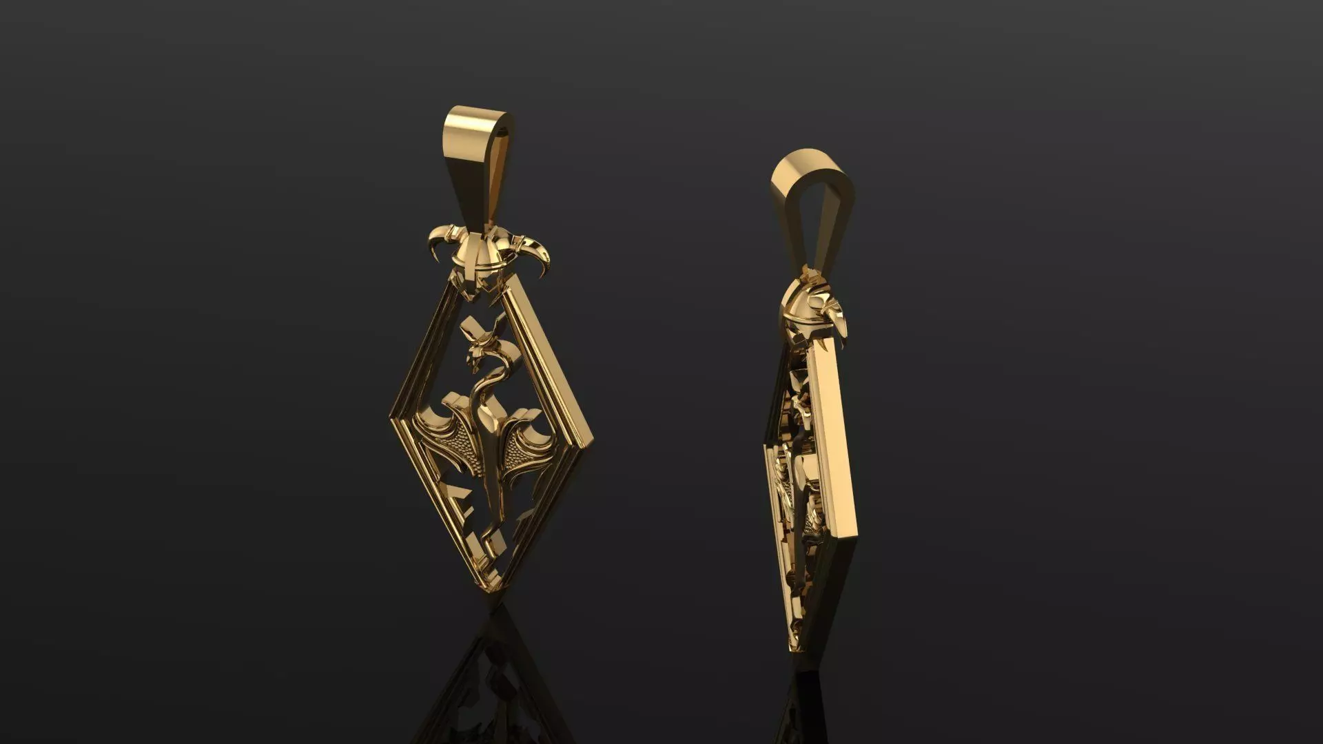 Pendant pair of gold plated earrings 3D print model