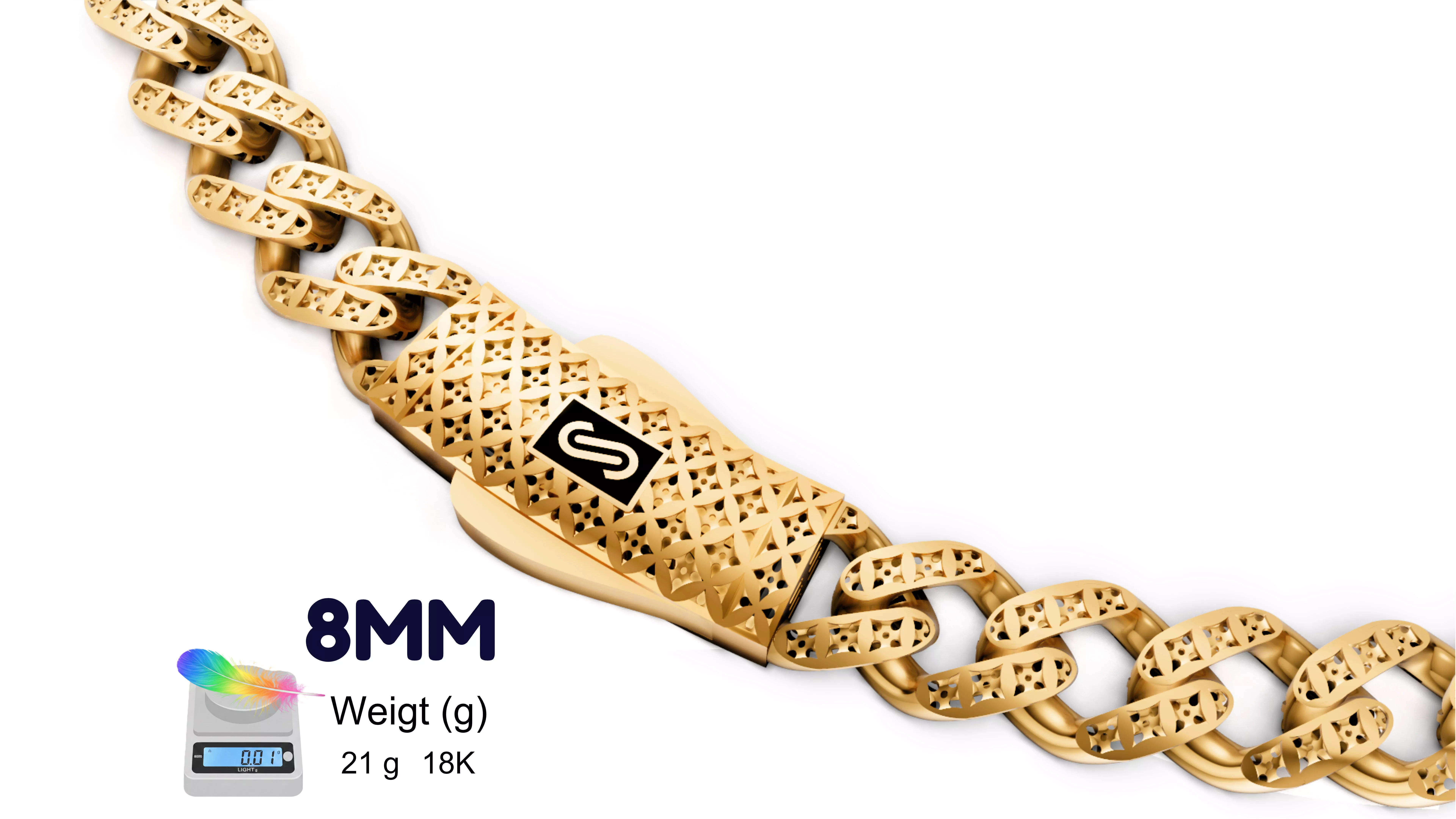 MONACO CHAIN NECKLACE-flex-8mm 3D print model