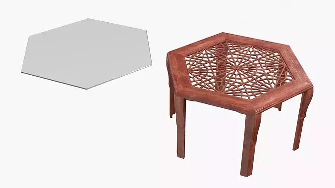 Oriental Arabesque Carved Mahogany Furniture 3D model 7