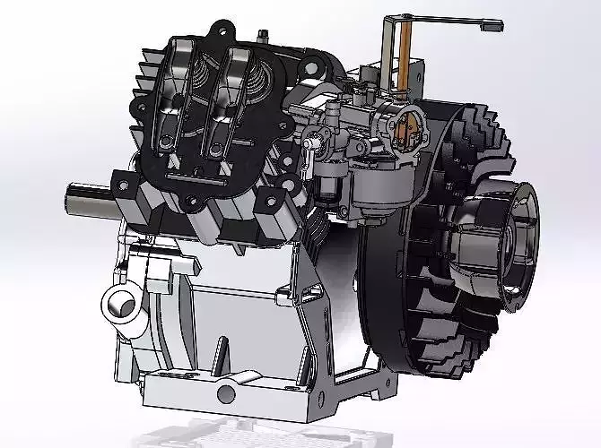 Single cylinder 4-stroke engine 3D model