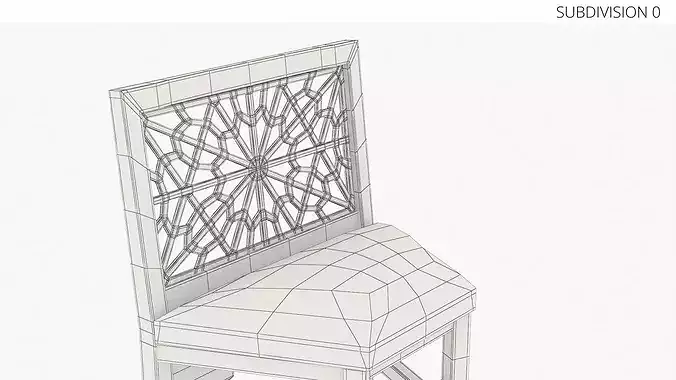Oriental Wooden Chair with Upholstered Seat Mahogany 3D model 7