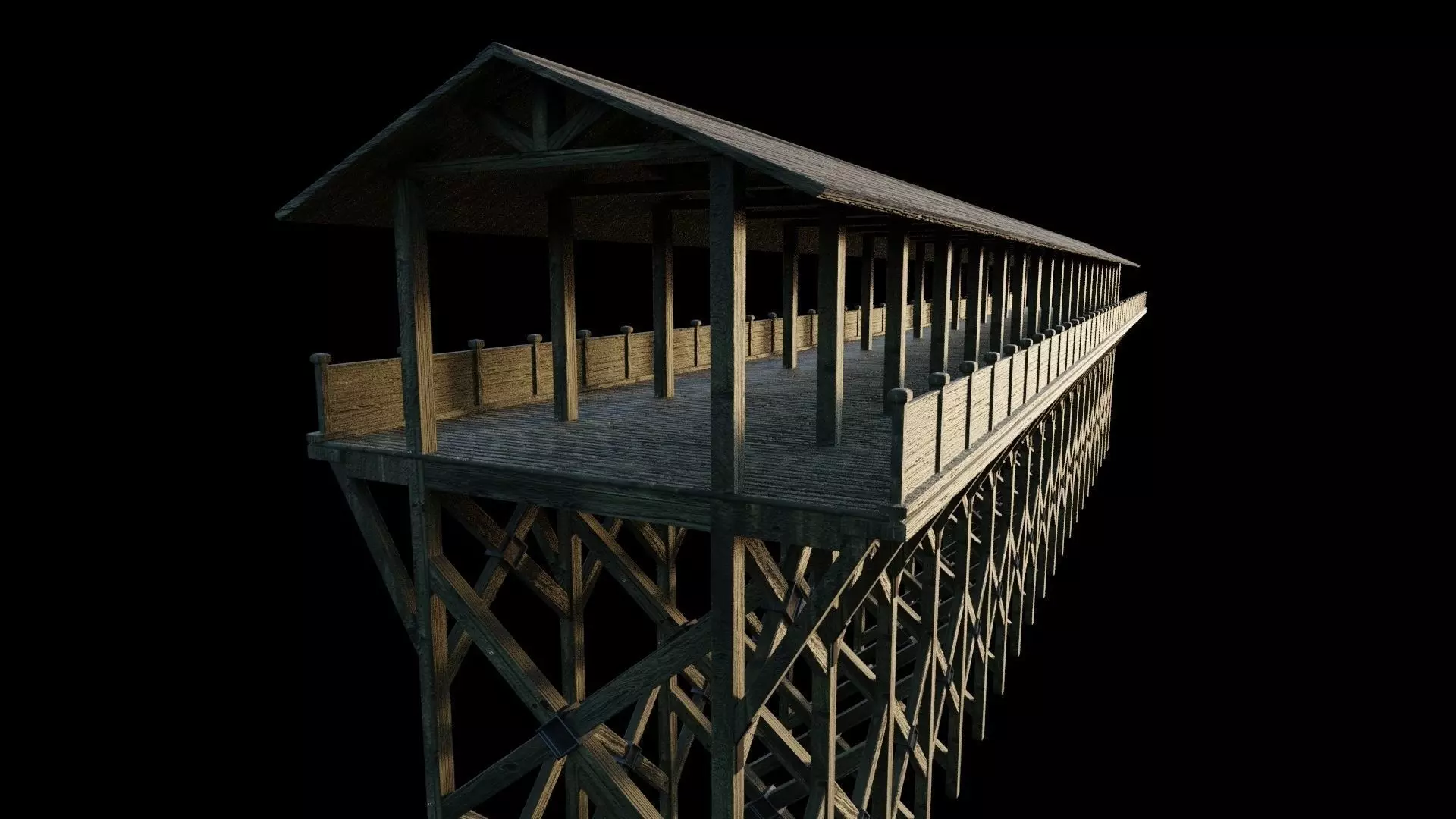 Flat Wooden Bridge - With Game-Ready Version Low-poly 3D model_0