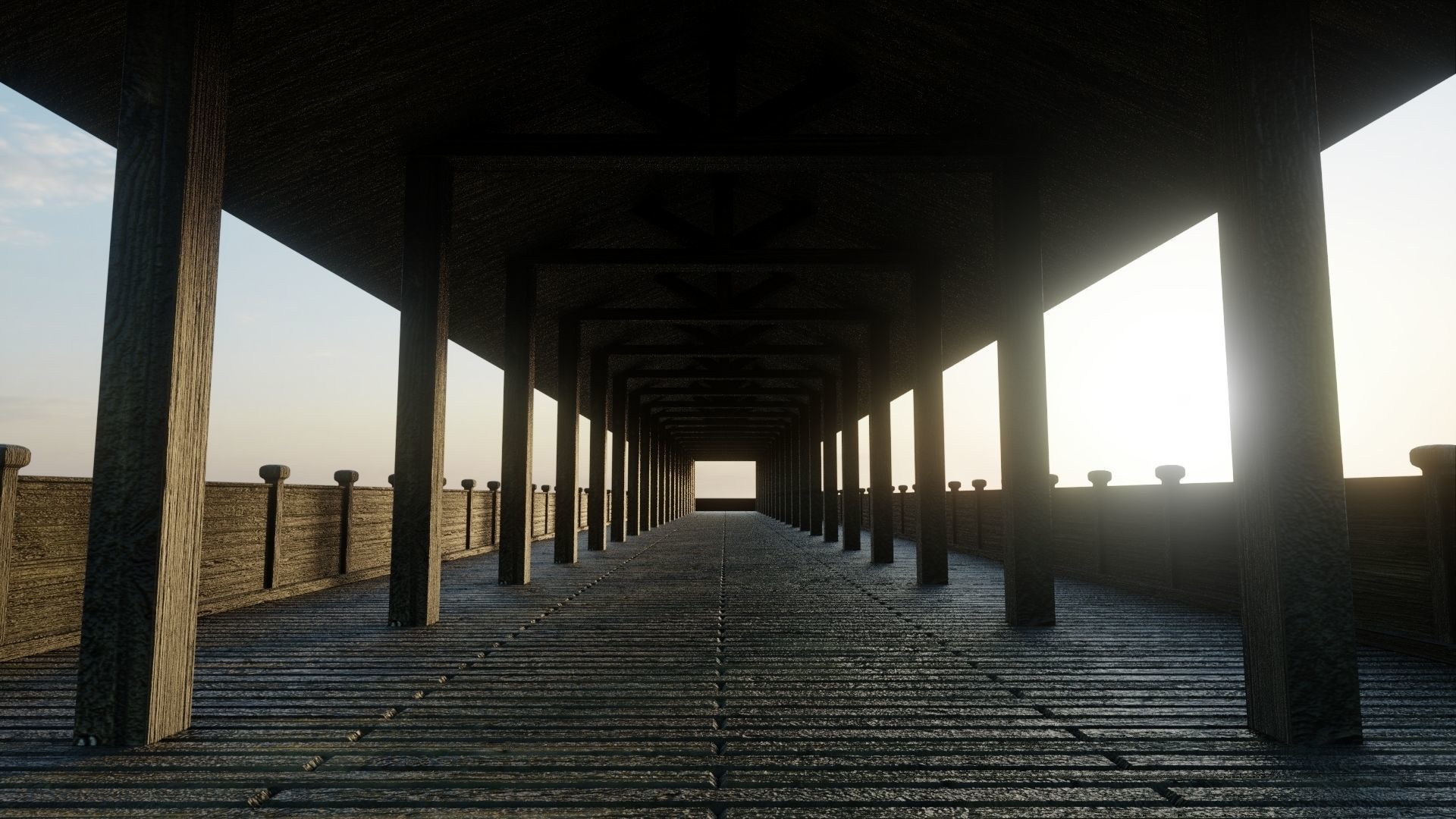 Flat Wooden Bridge - With Game-Ready Version Low-poly 3D model_4