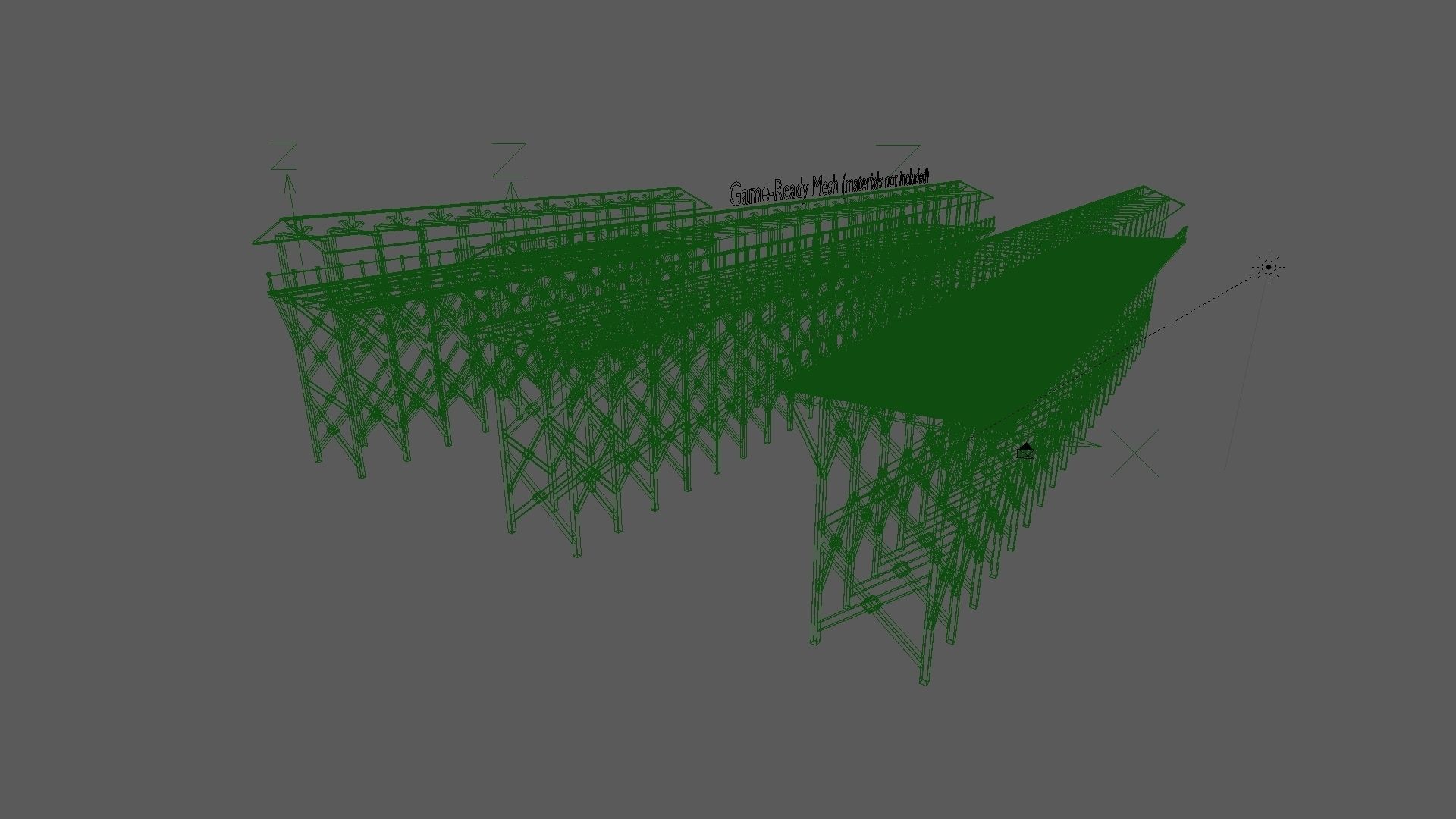 Flat Wooden Bridge - With Game-Ready Version Low-poly 3D model_6
