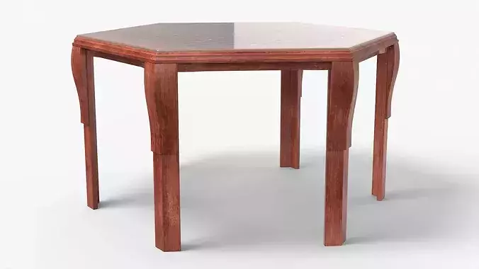 Oriental Dining Table with Carved Top Mahogany 3D model 3