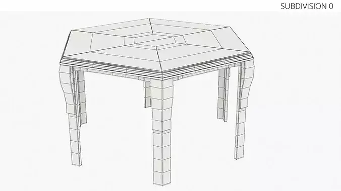 Oriental Dining Table with Carved Top Mahogany 3D model 7