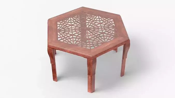 Oriental Dining Table with Carved Top Mahogany 3D model