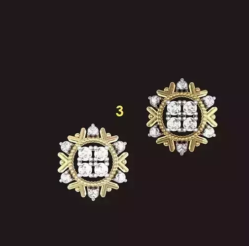 Earring pair of earrings with diamonds in center Free 3D print model