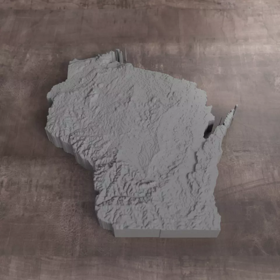 Ready to print Wisconsin State 3D model 3D print model
