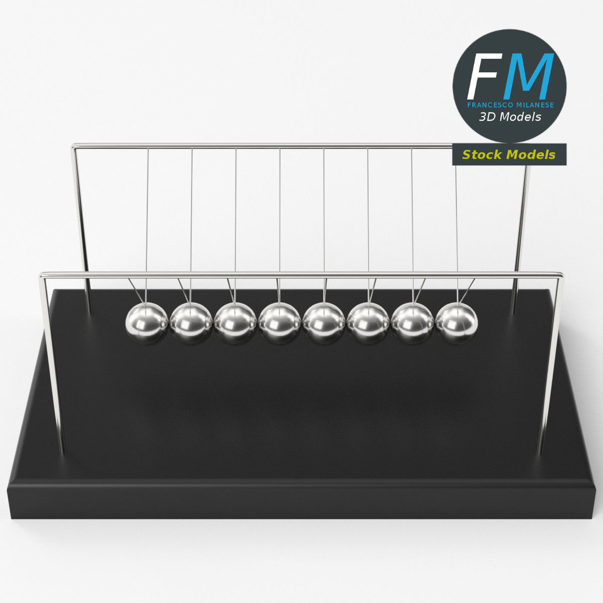Newton cradle 1 3D model_5