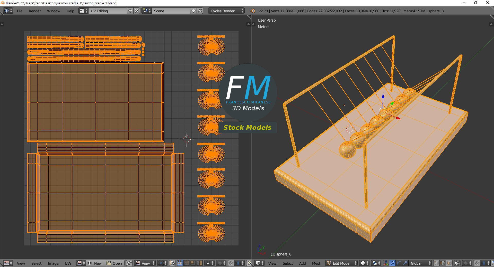 Newton cradle 1 3D model_10