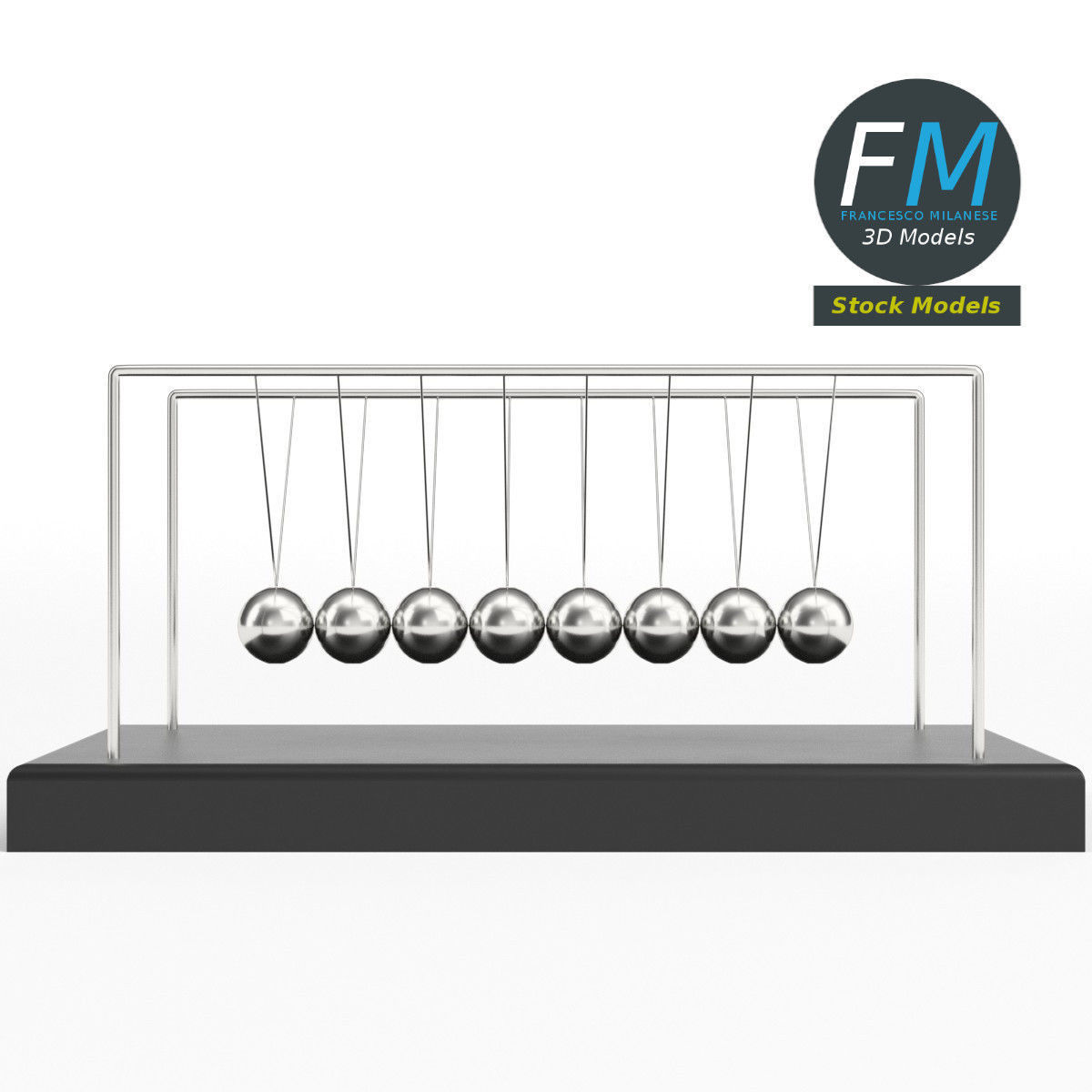 Newton cradle 1 3D model_4