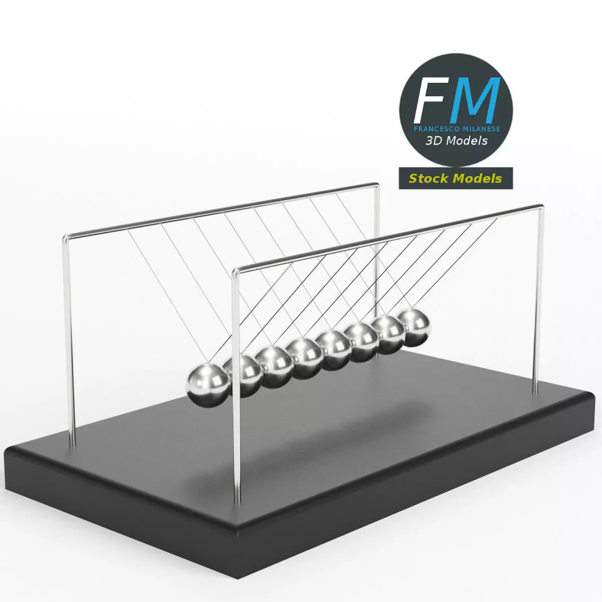 Newton cradle 1 3D model_0