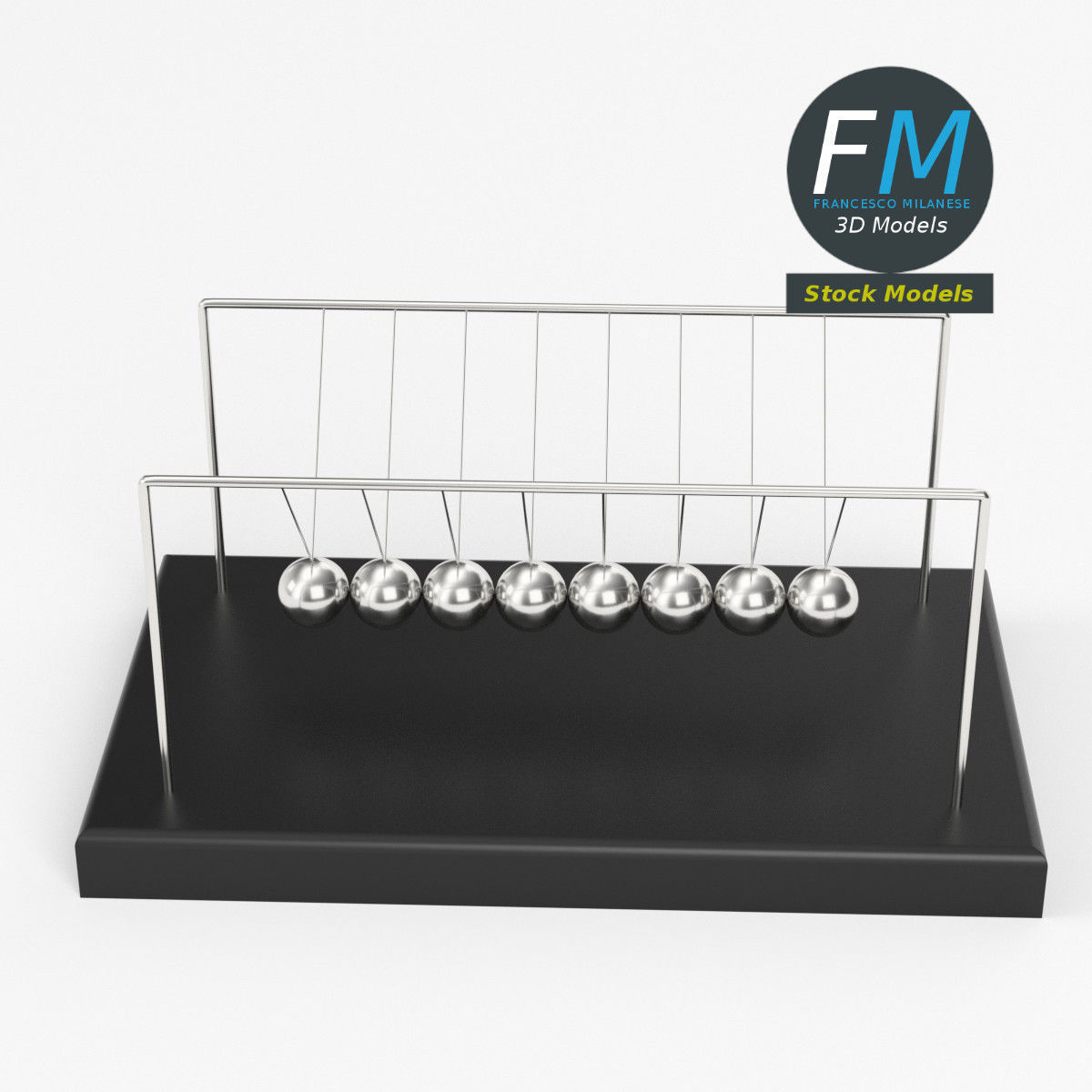 Newton cradle 1 3D model_2