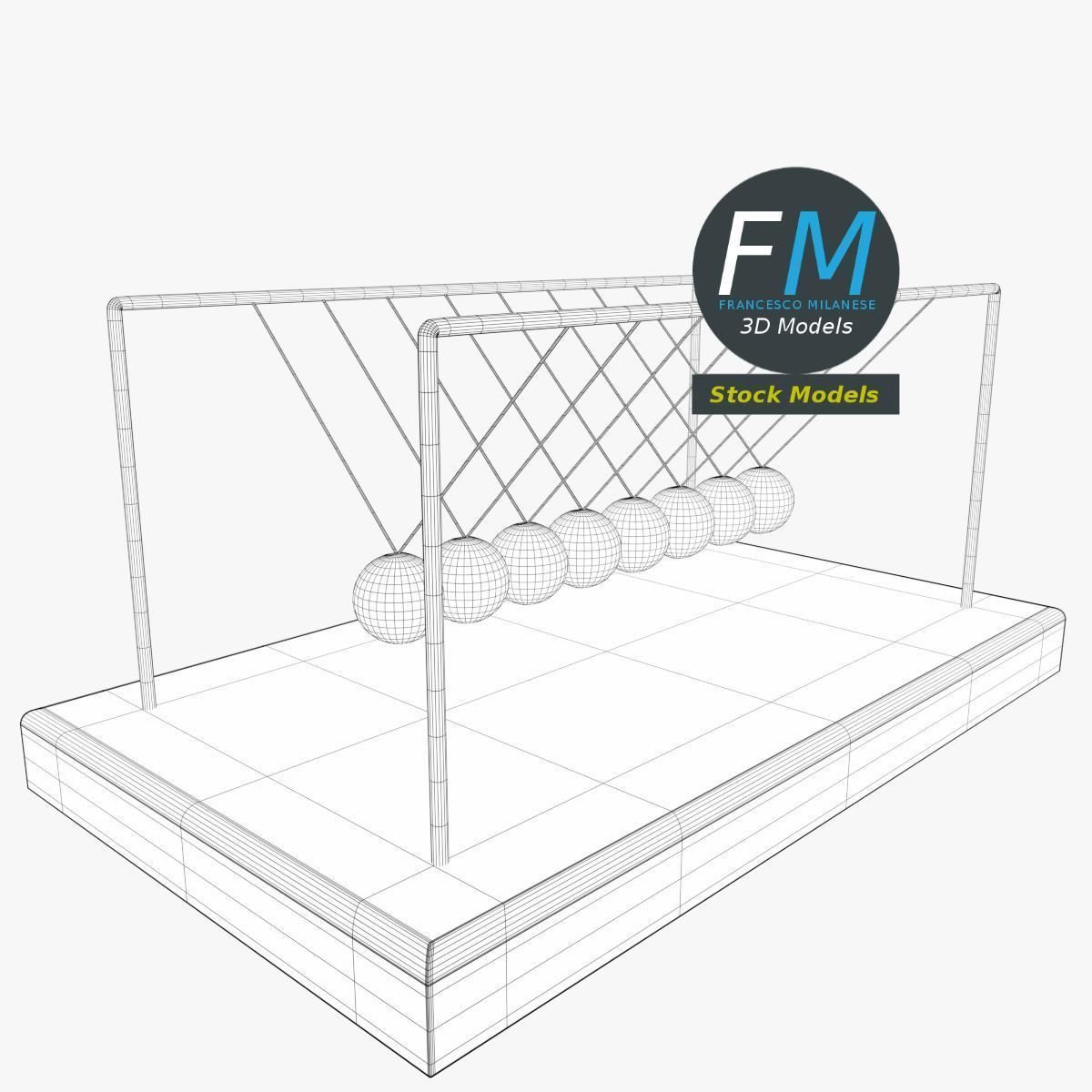 Newton cradle 1 3D model_7