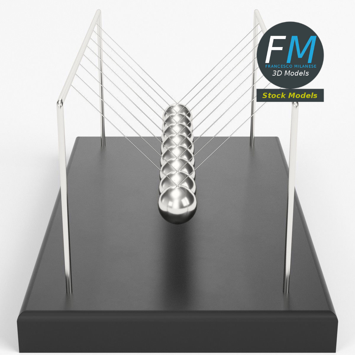 Newton cradle 1 3D model_3