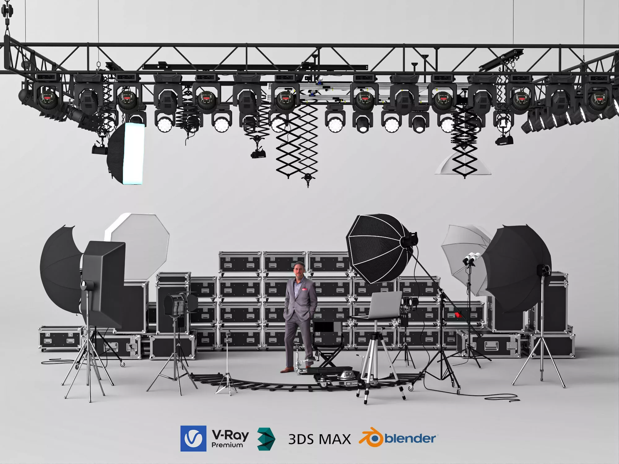 Studio Photography Lighting Complete 3D Scene 3D model