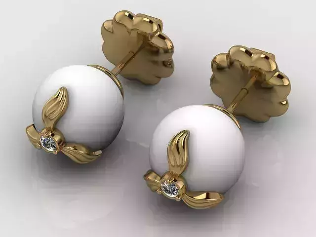 Earrings gold stud with diamonds