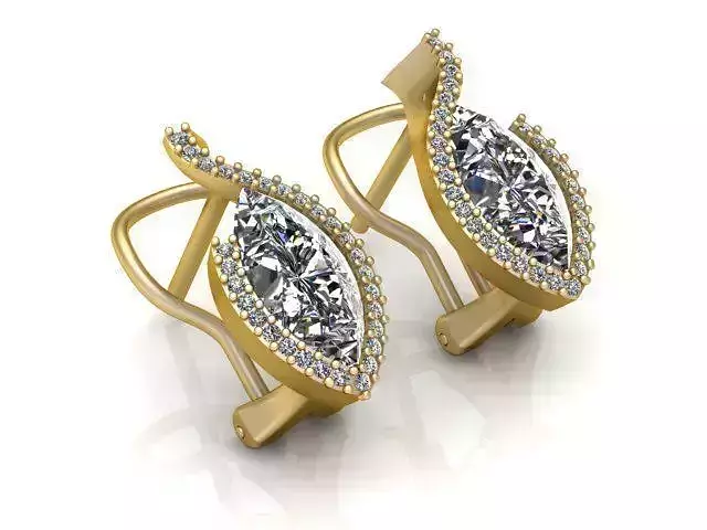 Earrings pair of gold with diamonds