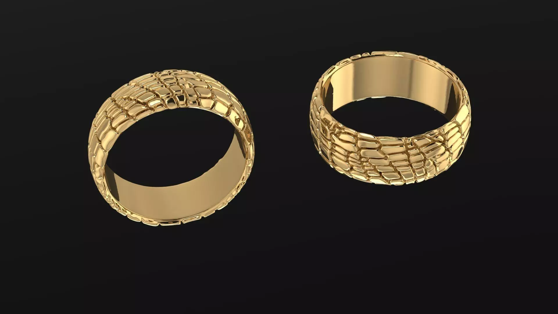 Ring gold with crocodile skin 3D print model_0