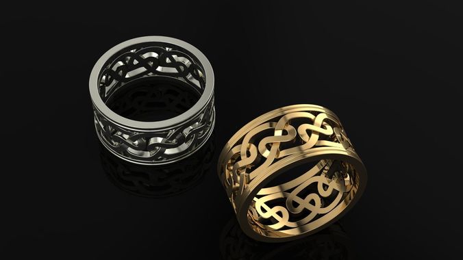 Ring two gold and silver rings 3D print model