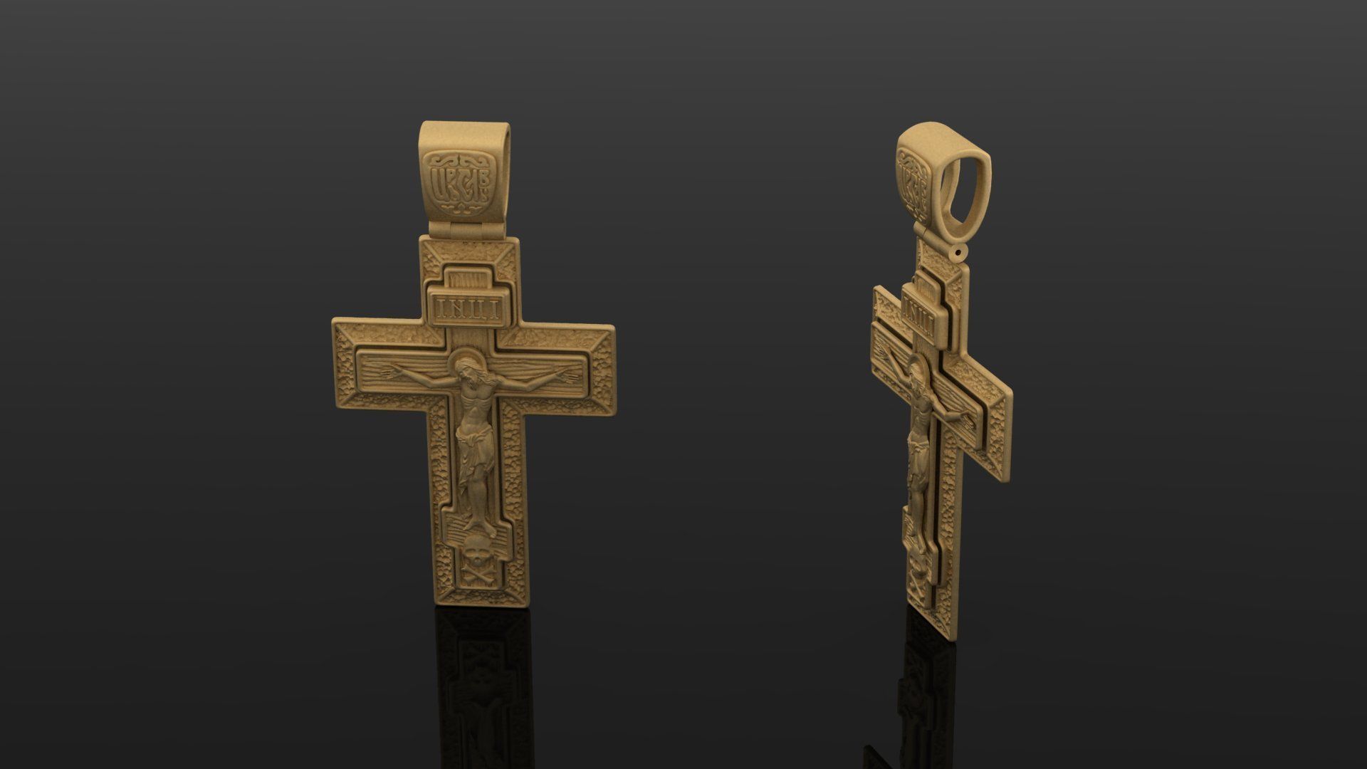 Cross gold pendant 3D print model_1