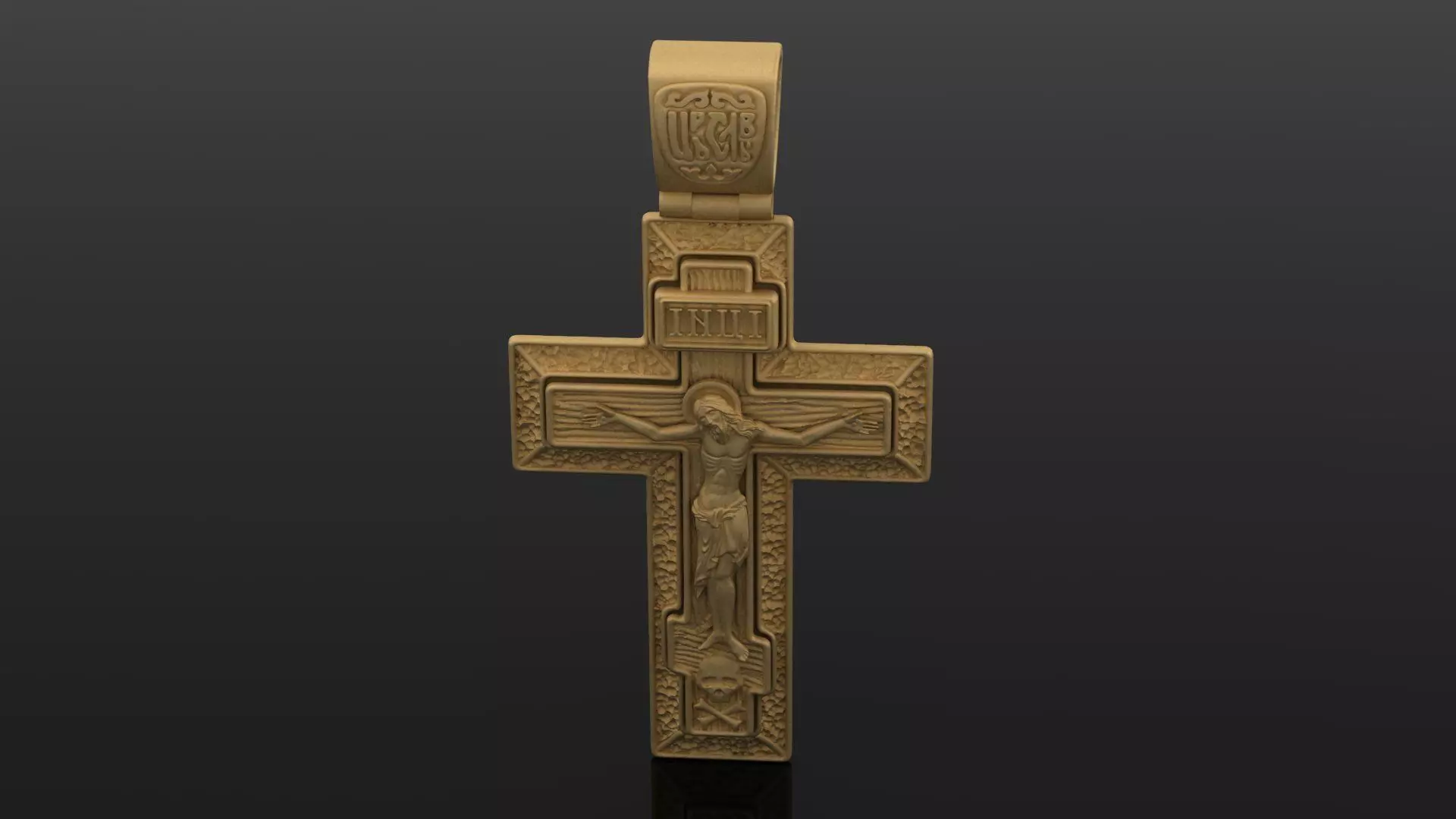 Cross gold pendant 3D print model_0
