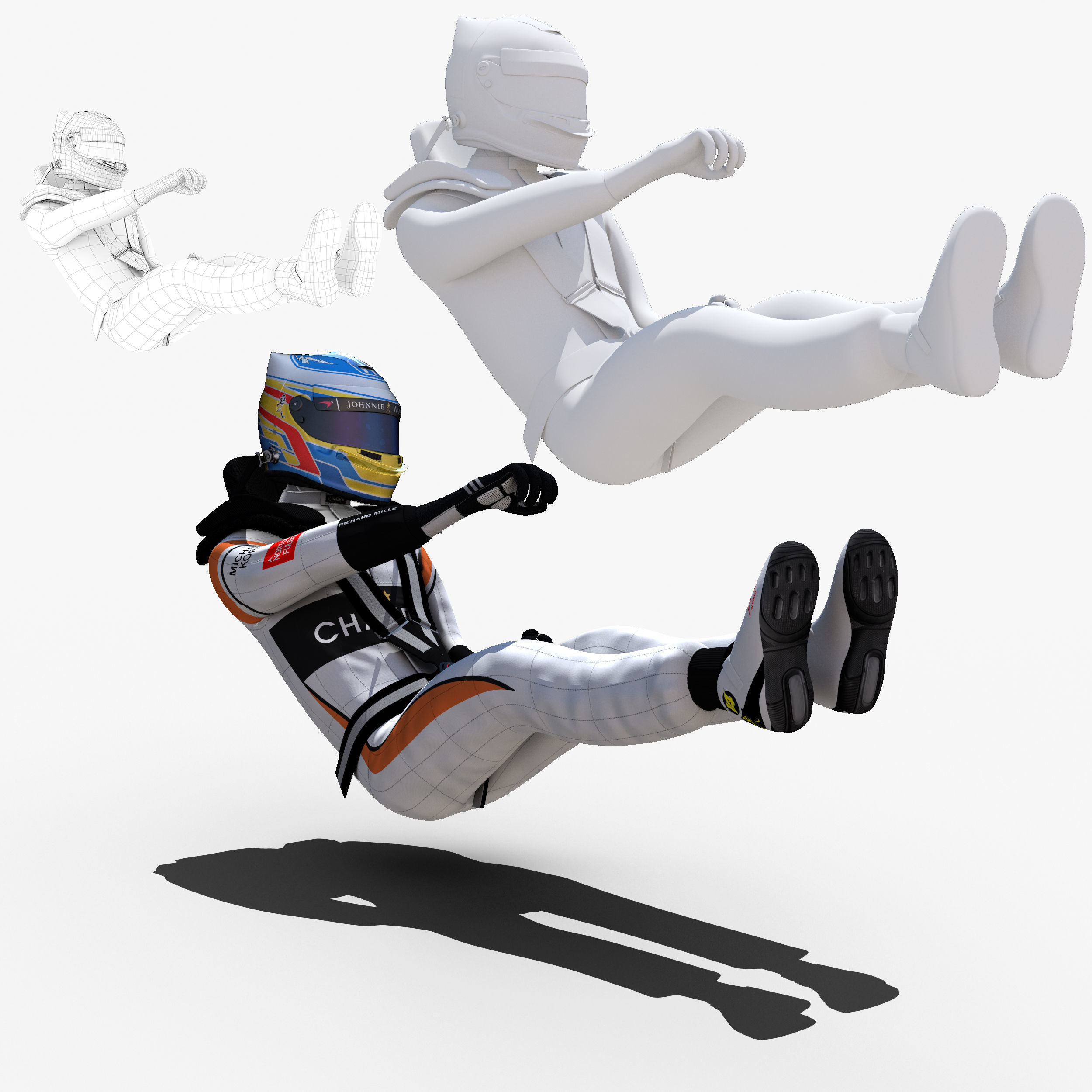 Fernando Alonso 2017 Low-poly 3D model_3