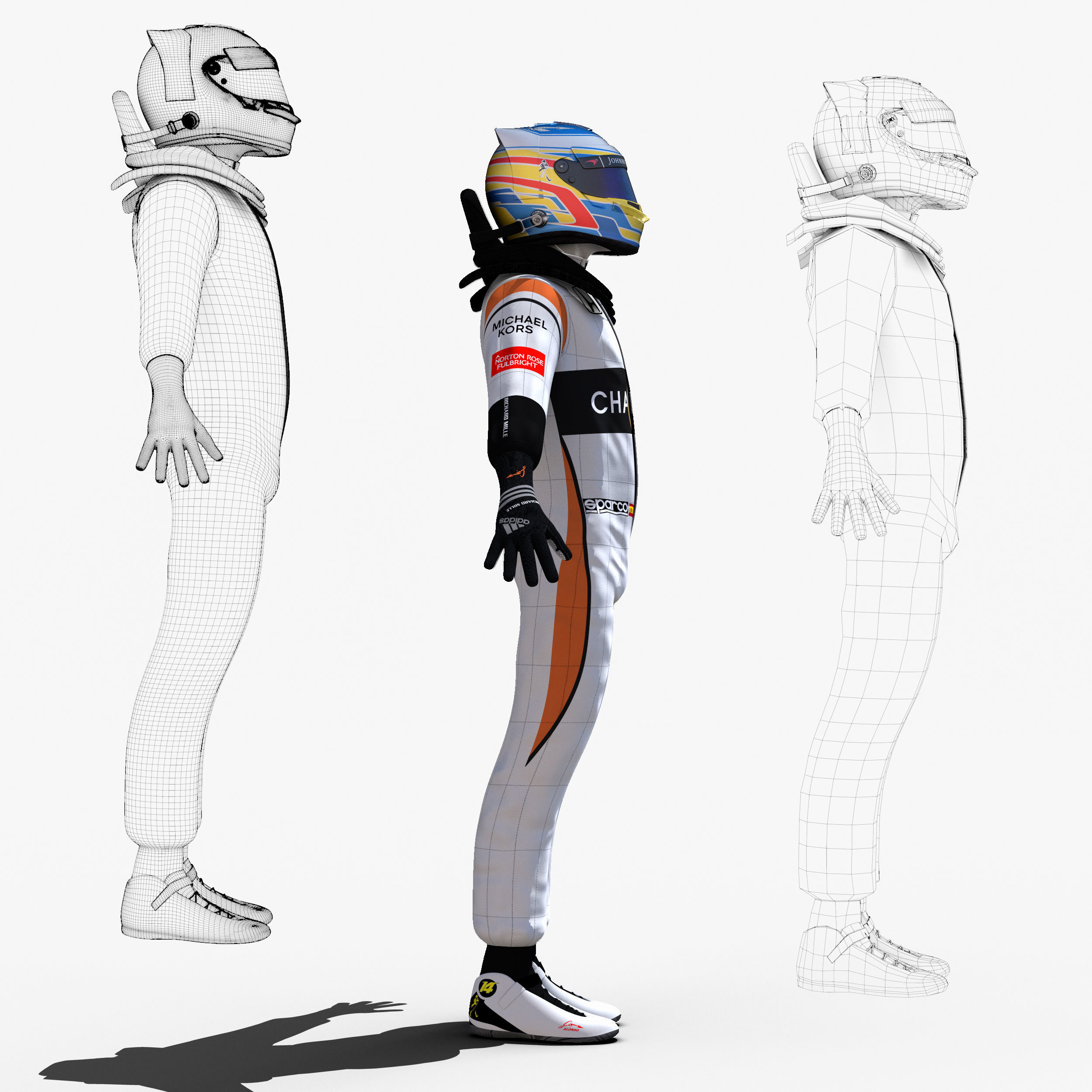 Fernando Alonso 2017 Low-poly 3D model_7