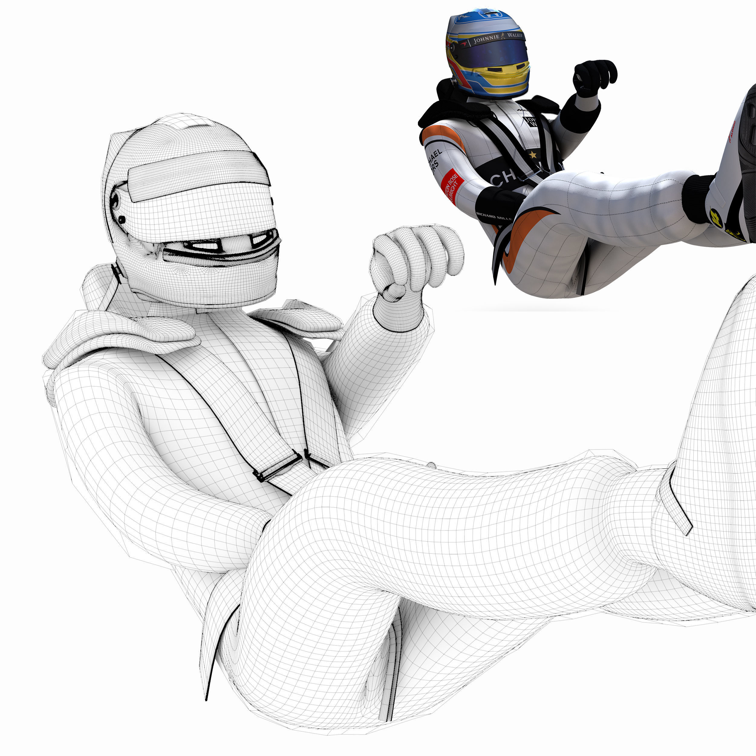 Fernando Alonso 2017 Low-poly 3D model_4