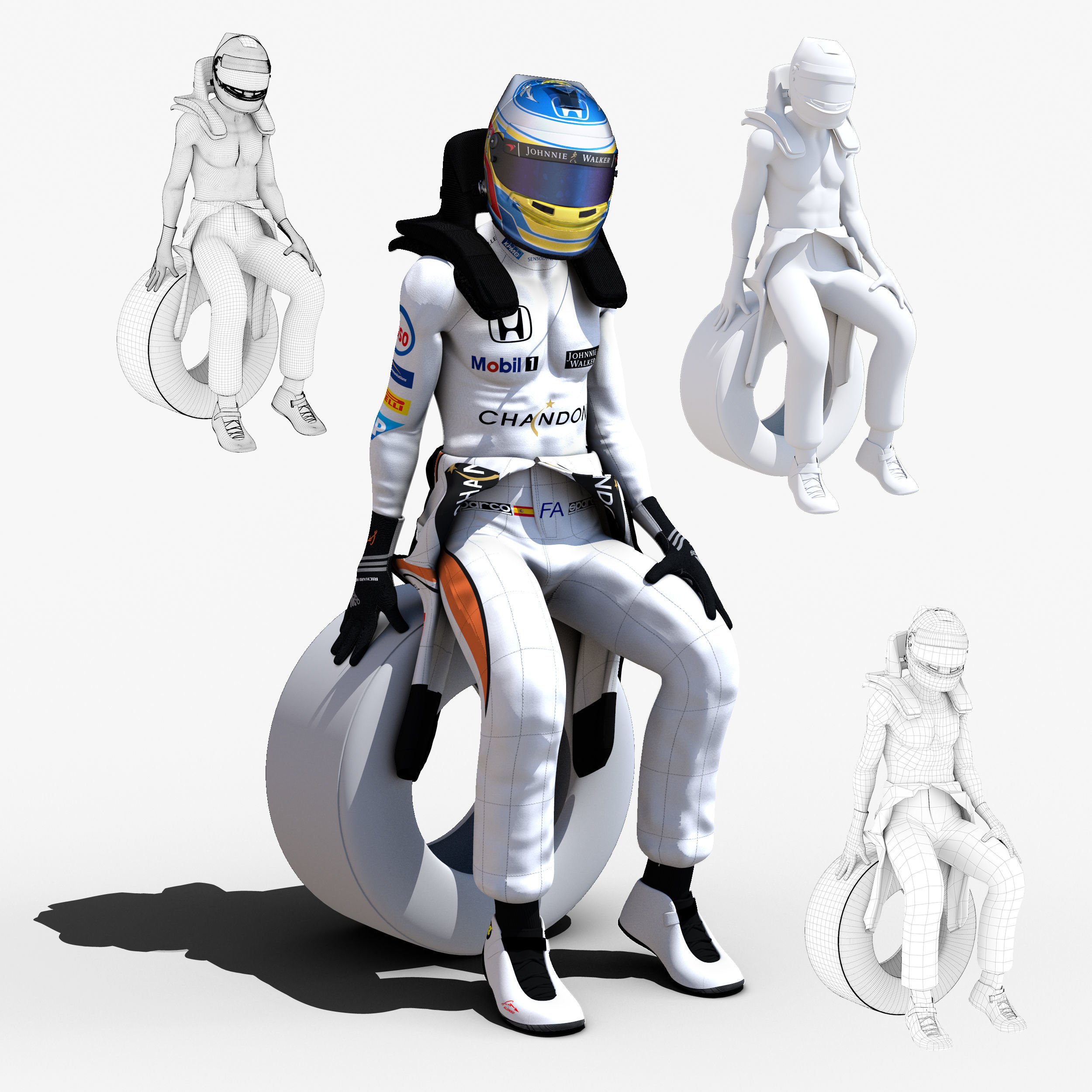 Fernando Alonso 2017 Low-poly 3D model_5