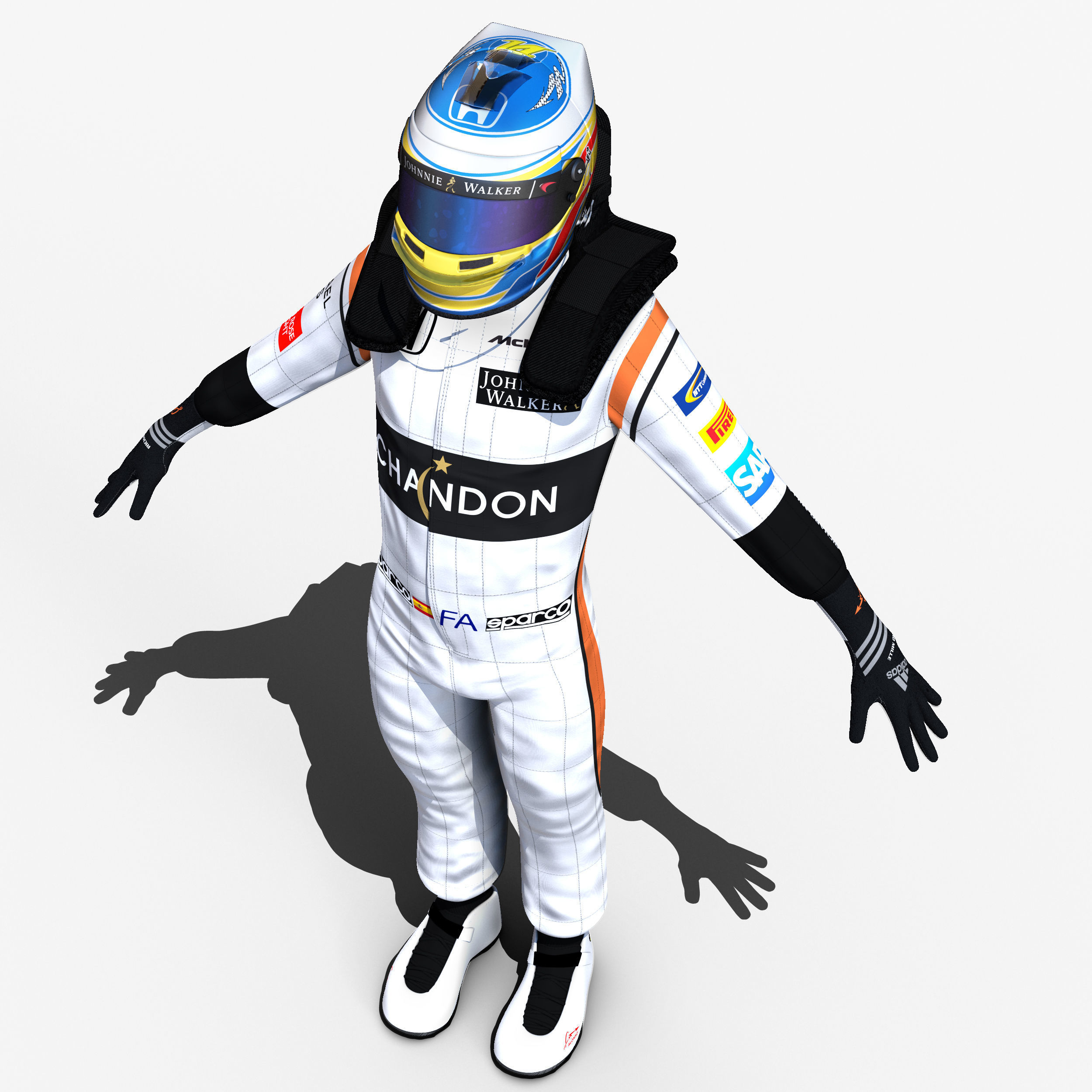 Fernando Alonso 2017 Low-poly 3D model_9