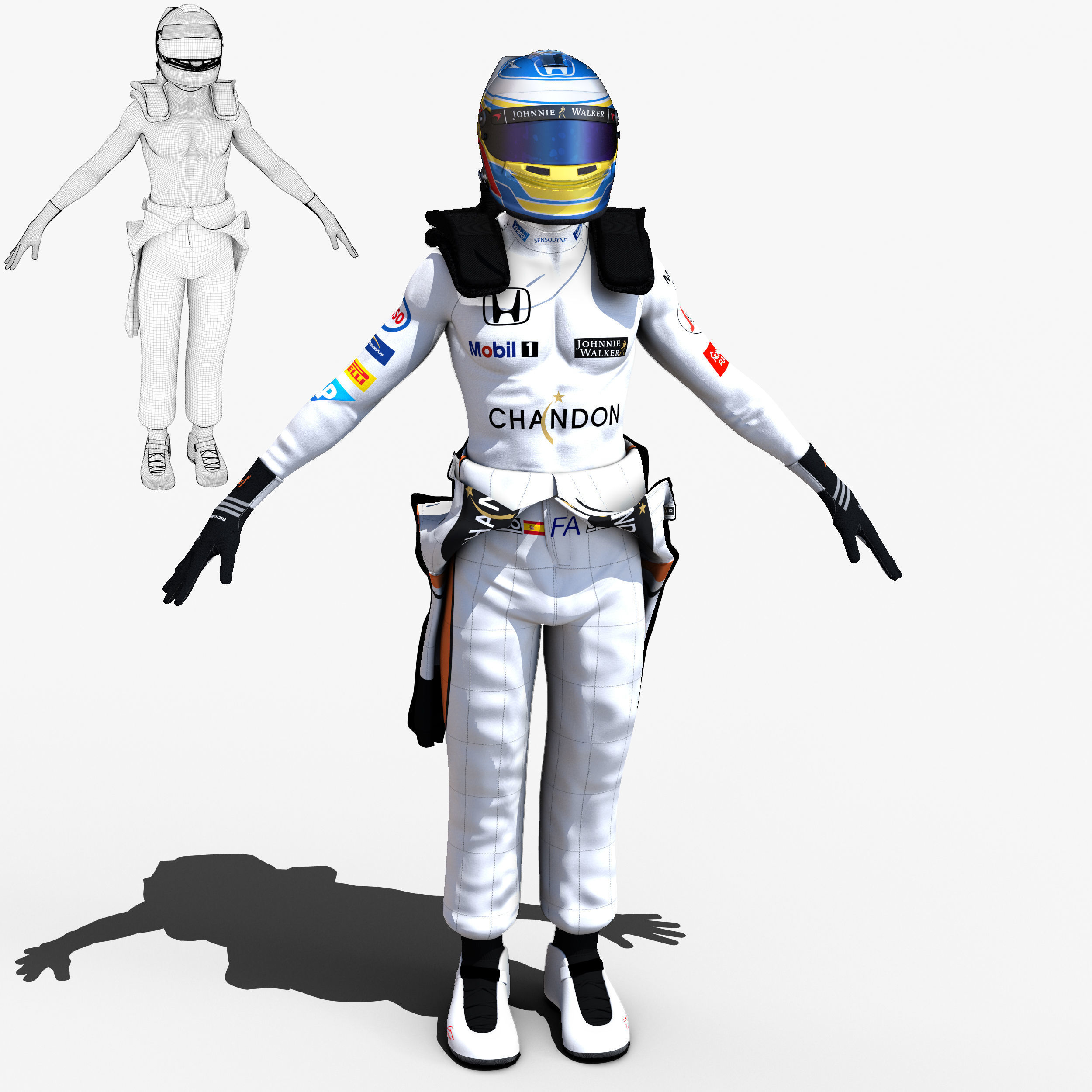 Fernando Alonso 2017 Low-poly 3D model_1