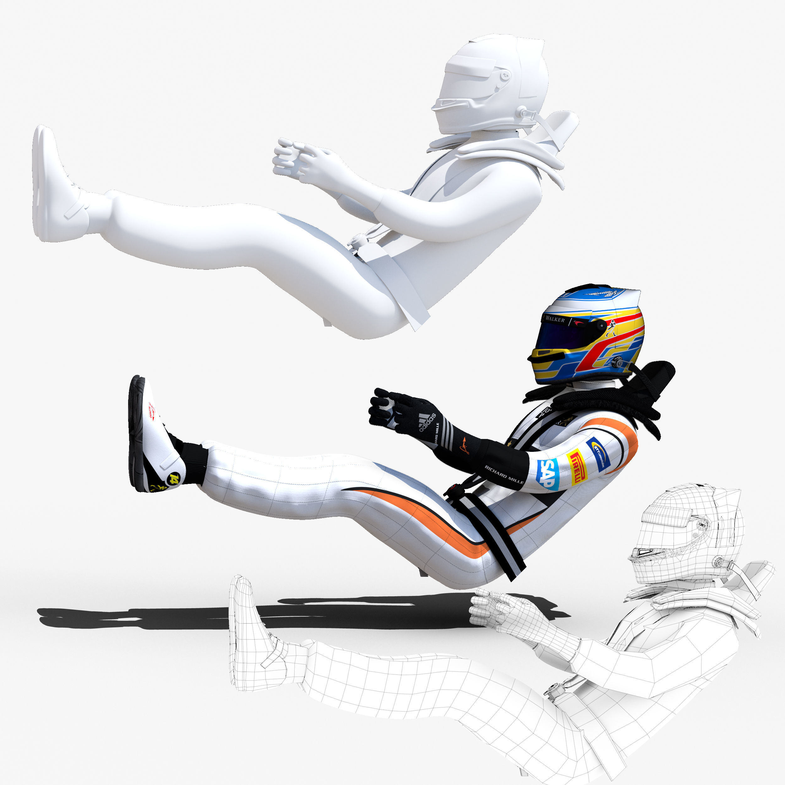 Fernando Alonso 2017 Low-poly 3D model_2