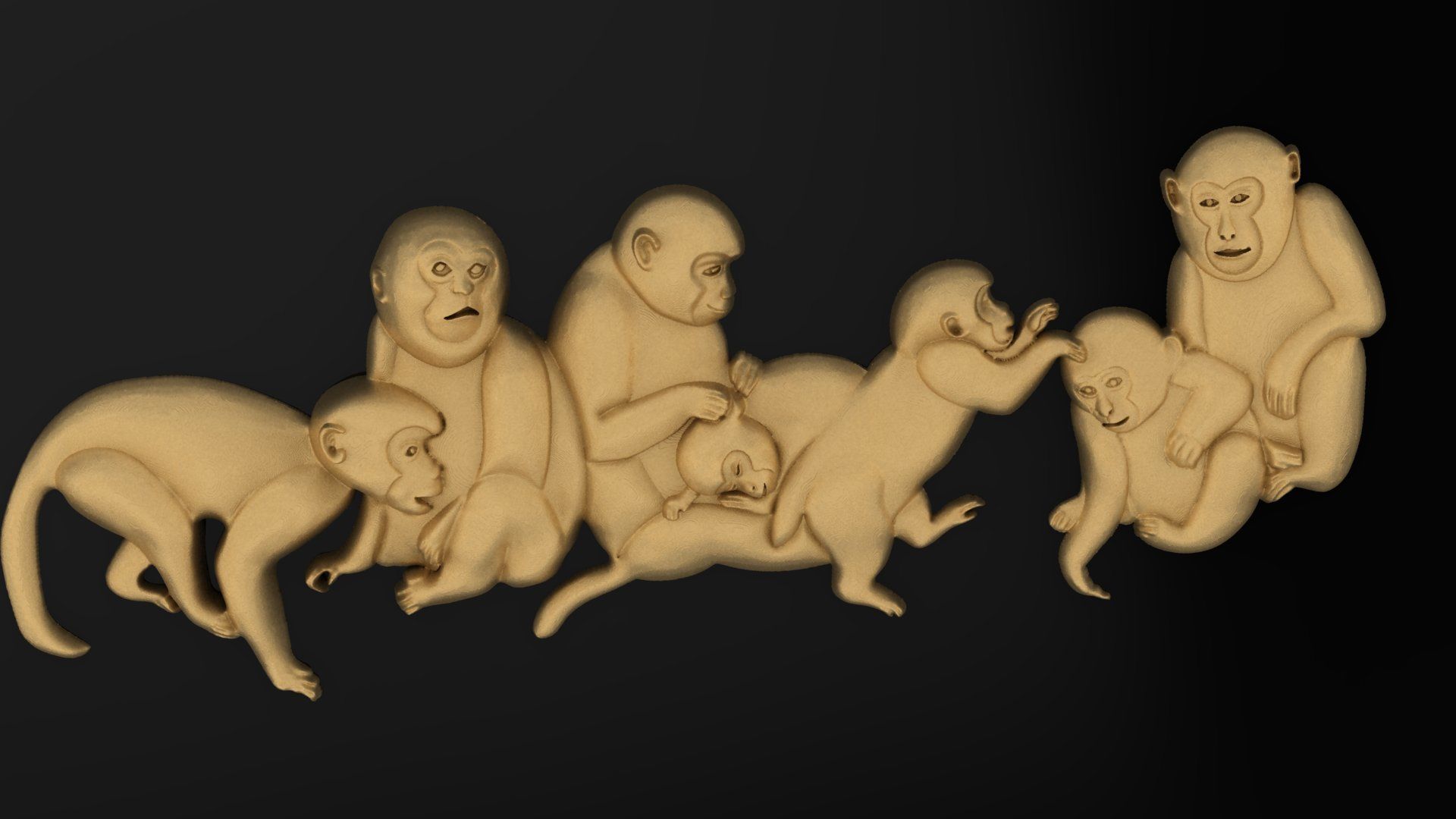 Monkey family 183 3D print model_1