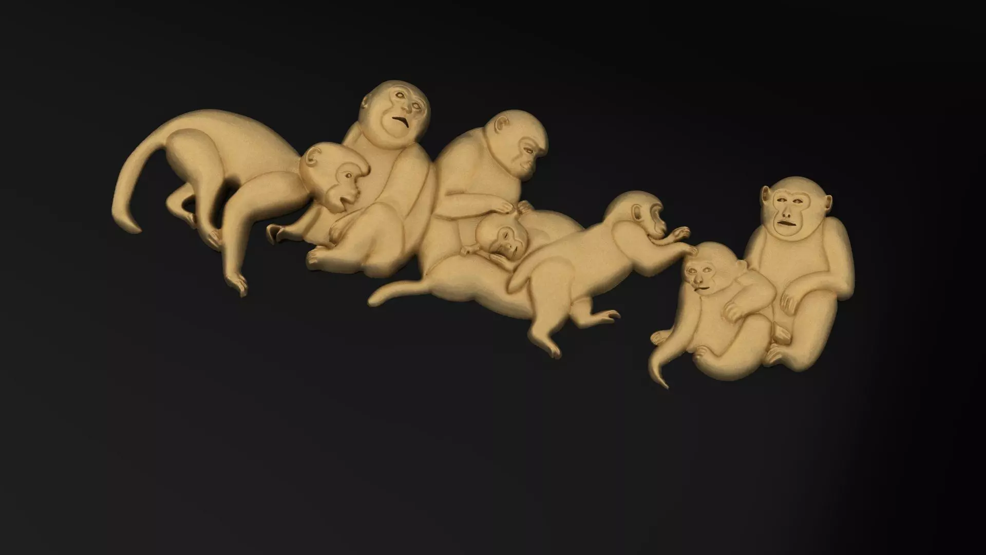 Monkey family 183 3D print model_0