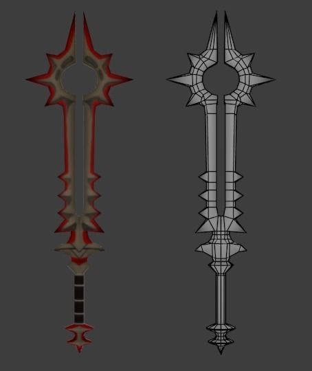 Dark Fantasy Blade Weapon Prop 3D Model Free low-poly 3D model