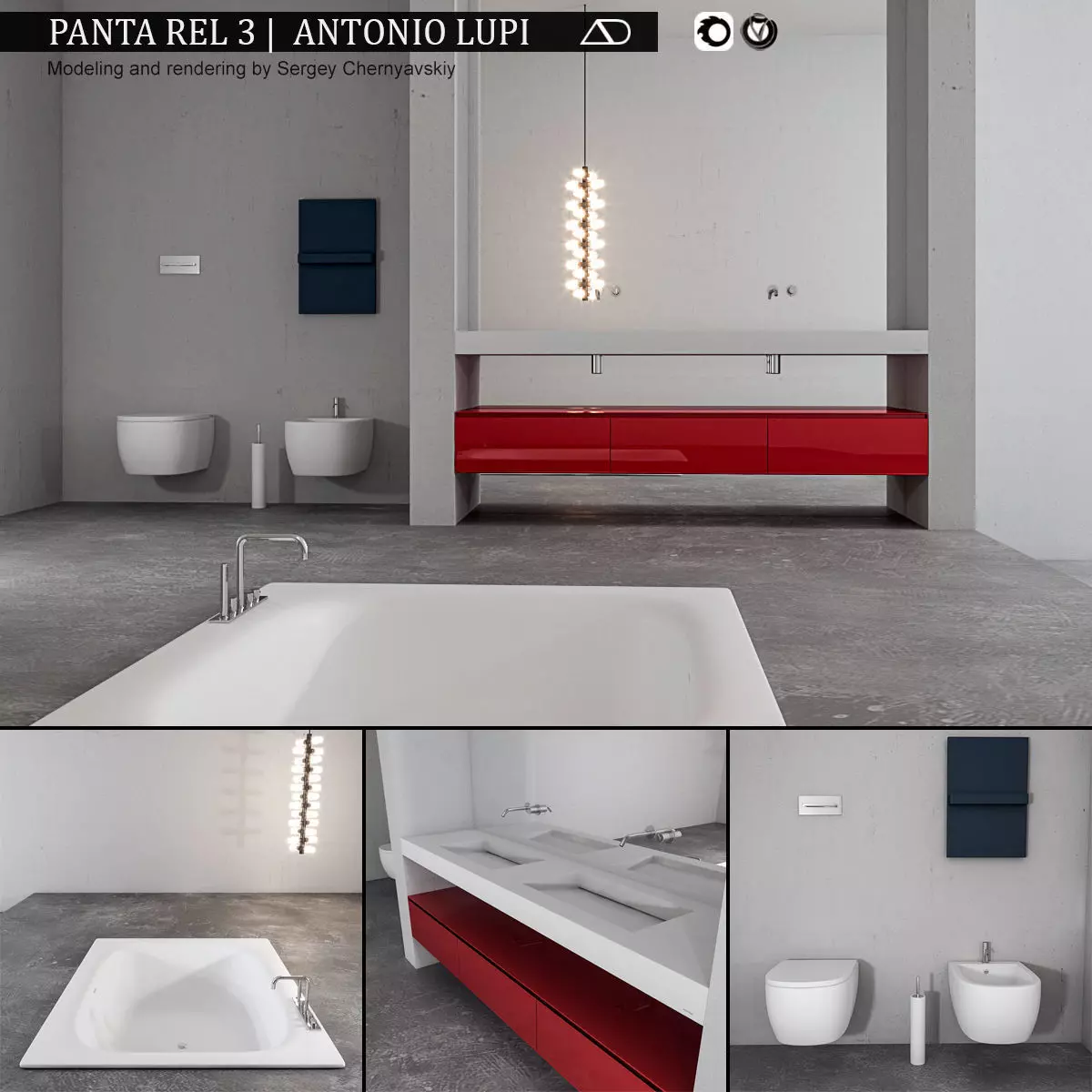 Bathroom furniture set Panta Rel 3 3D model_0
