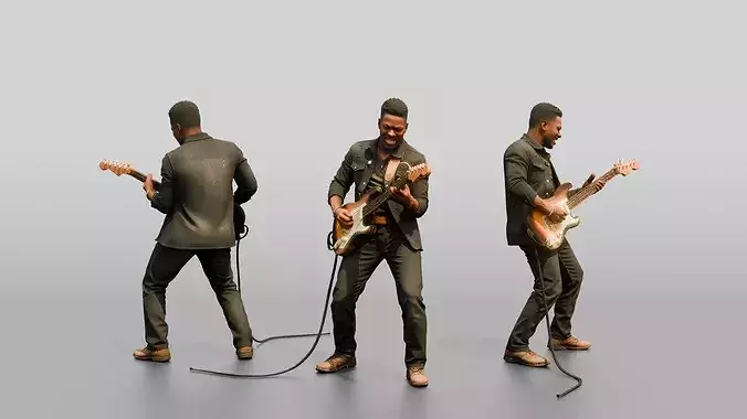 Blues Guitarist Bending an Electric Guitar String