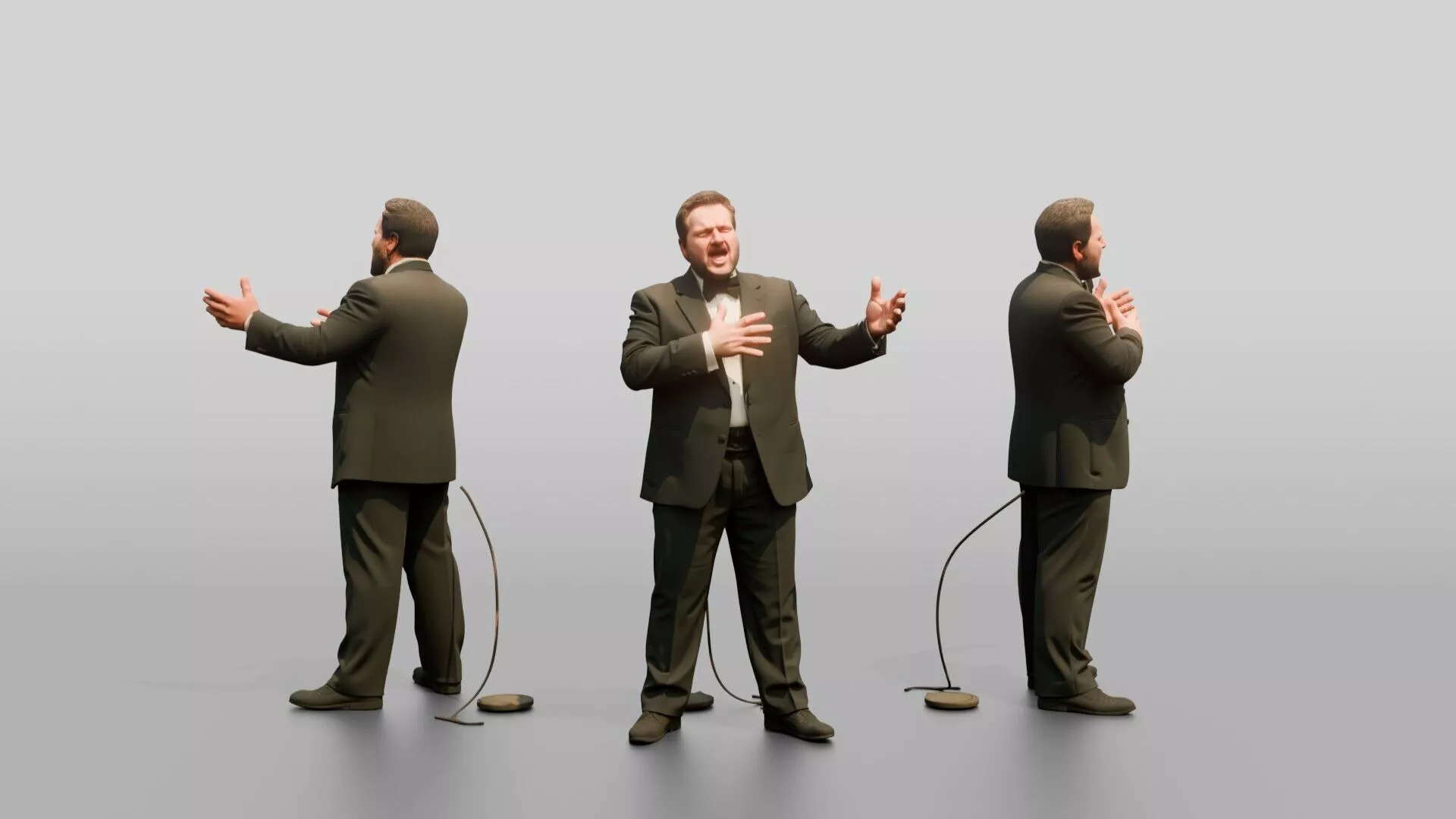 Opera Singer Belting with Hand on Chest 3D model