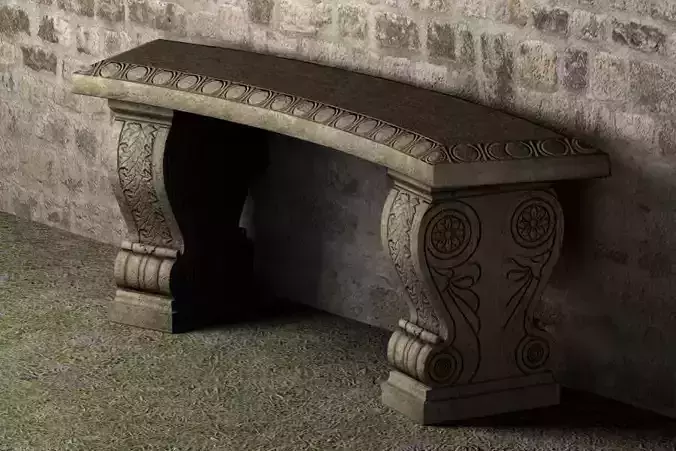 Stone Bench - Low Poly