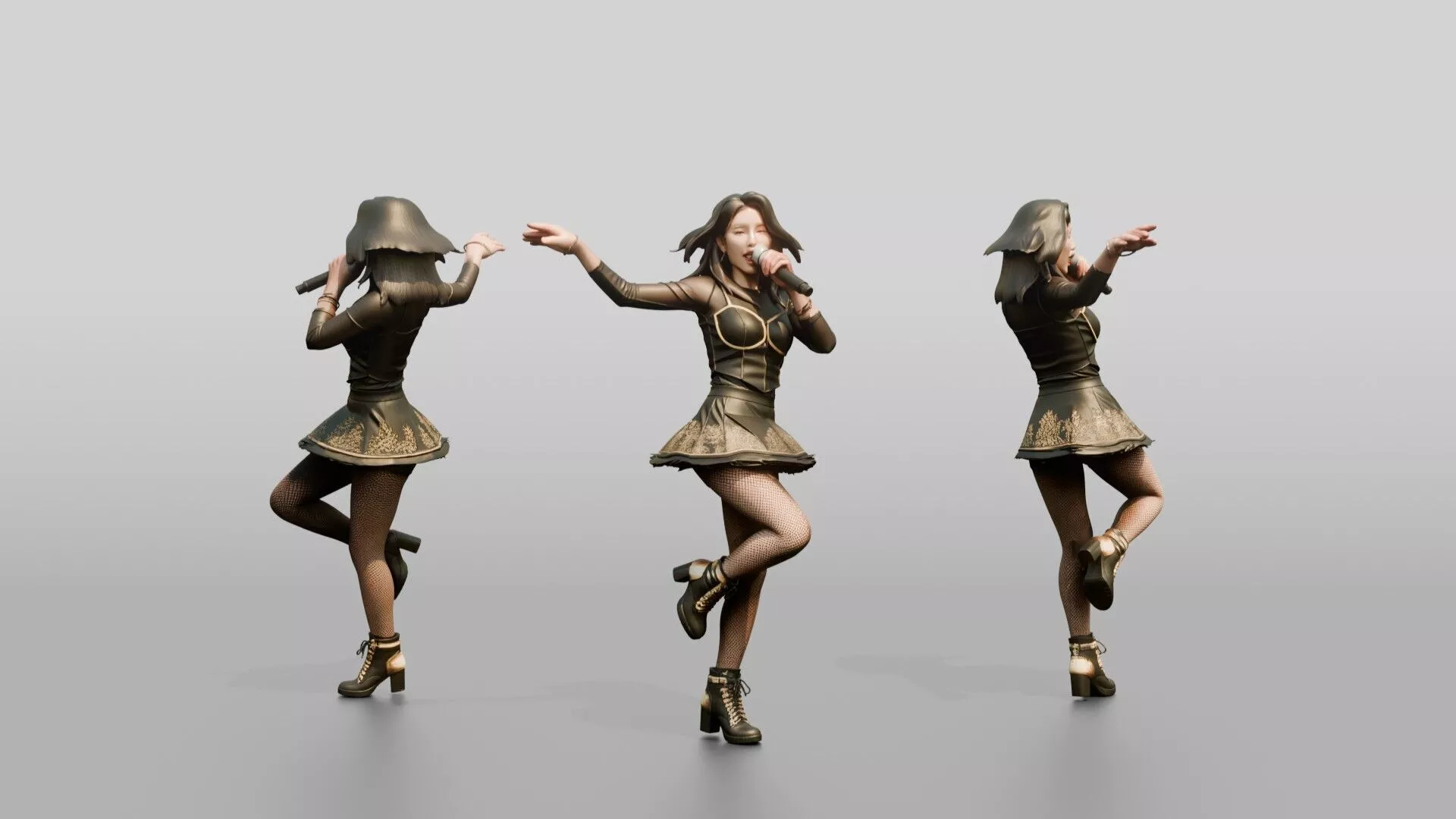 K-Pop Vocalist Dancing with Microphone 3D model