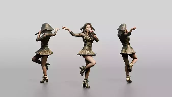 K-Pop Vocalist Dancing with Microphone