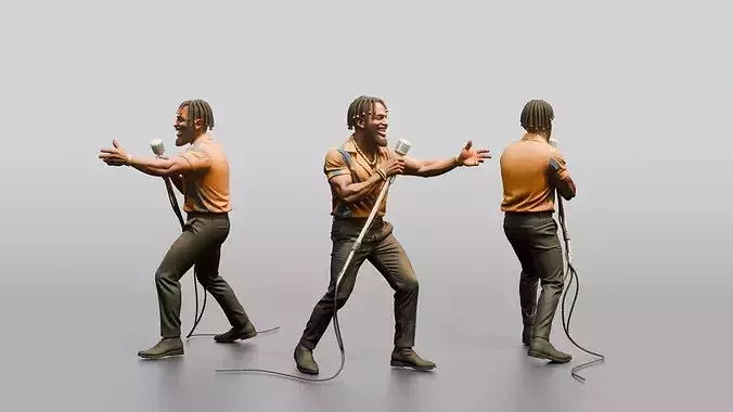Afrobeat Singer with Retro Microphone