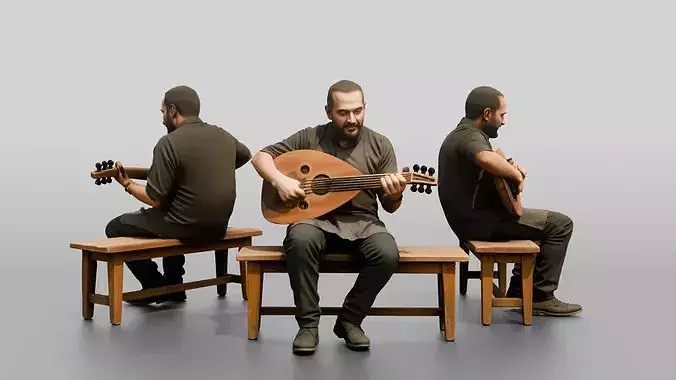 Oud Player Strumming Acoustic Oud