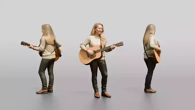 Folk Singer Strumming Acoustic Guitar