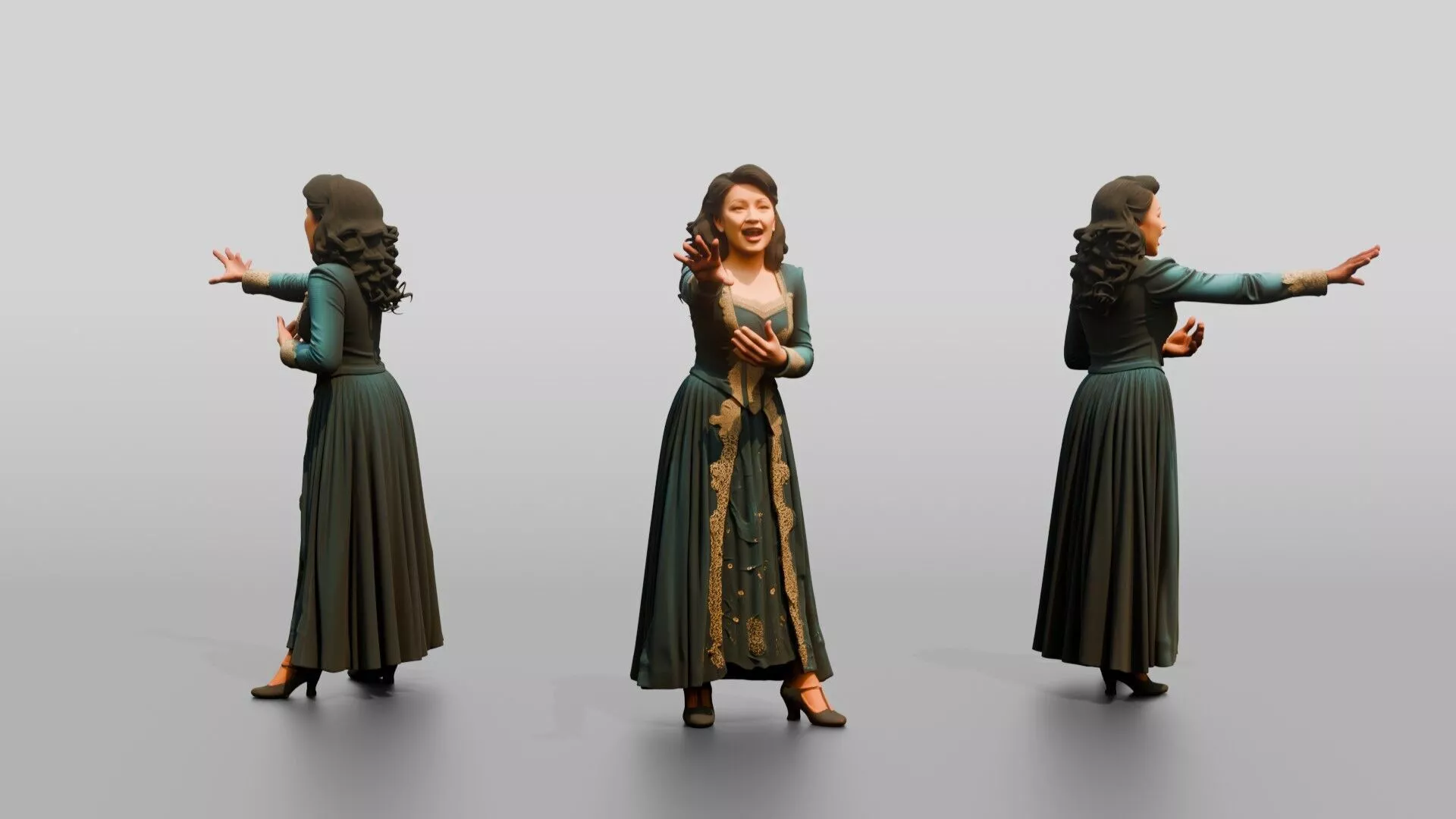 Musical Theater Singer with Dramatic Gesture 3D model